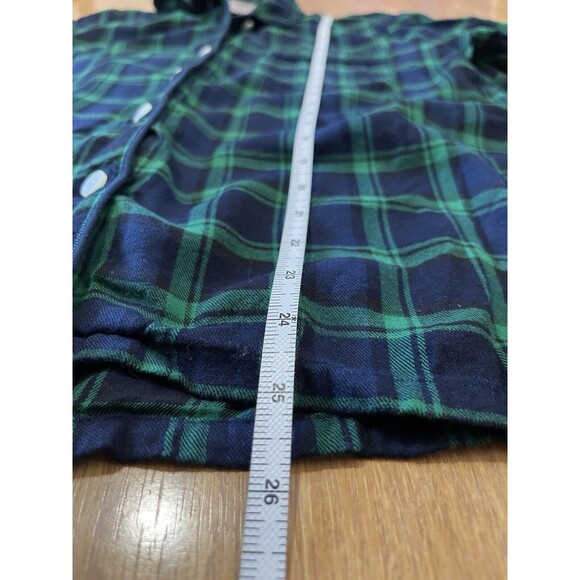 J Crew Navy And Green Plaid Button Down Flannel Pajama Top Size Small - Picture 8 of 8